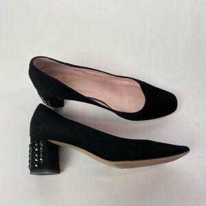 Kate Spade Point Toe Suede Chunky‎ Heel in Black Size 8